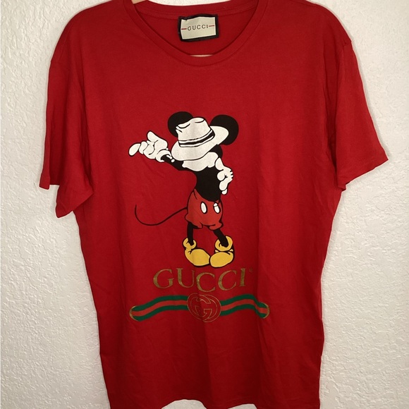 Gucci Red Tee with Mickey Mouse Graphic - Picture 1 of 5